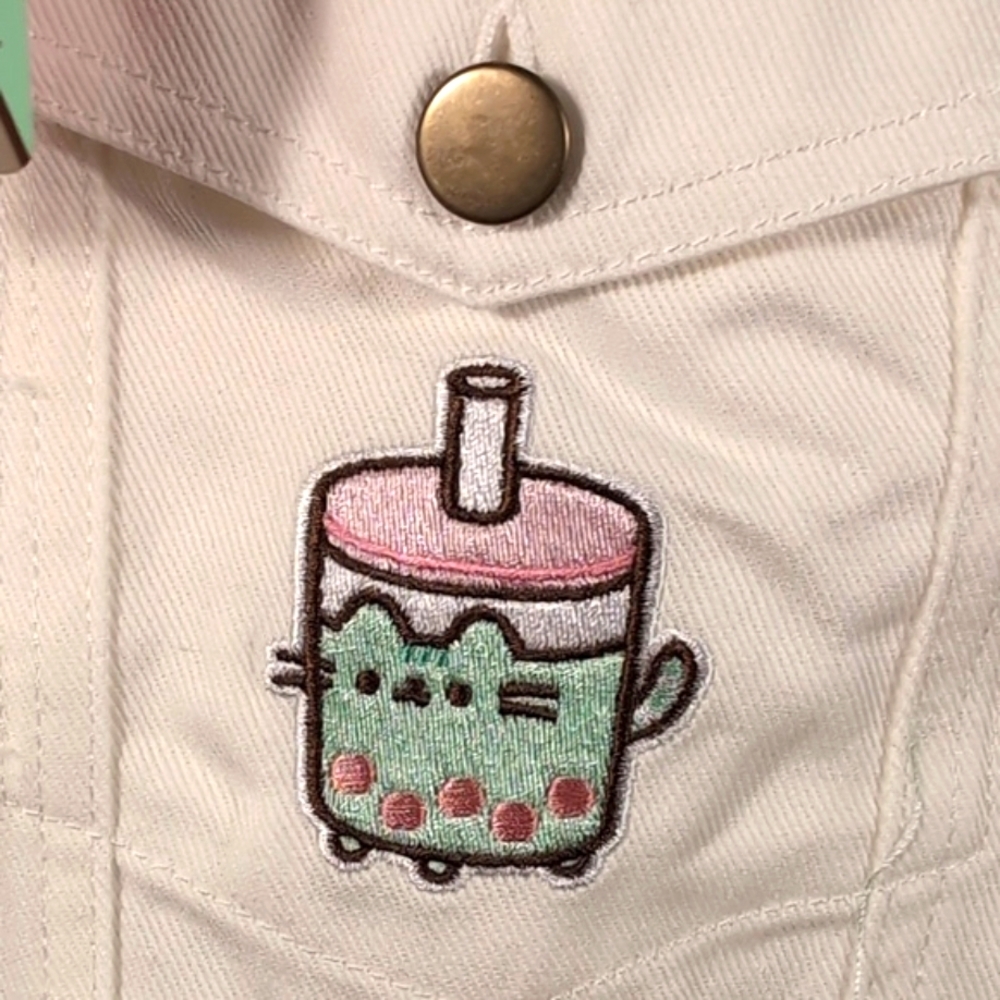 Pusheen Corp Cream Denim Jacket with Embroidered Detail Size medium NWTG - Picture 7 of 12